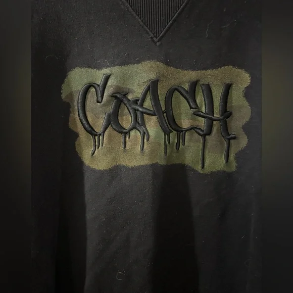 COACH men’s Essential crewneck sweater camo graffiti print large logo size S